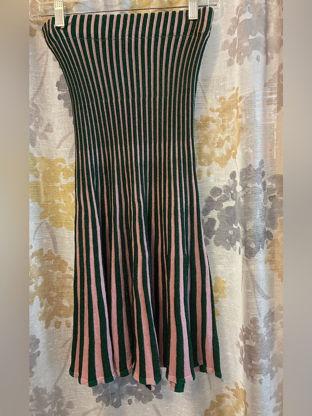 Buelah Striped Knit Midi Skirt in Vibrant Green and Pink
